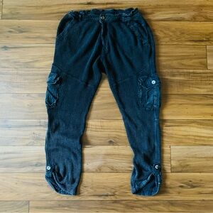 Free People "Frankie" Waffle Knit Dark Grey Cargo Women’s Pants Size Large
